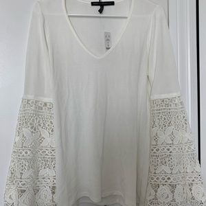 White House black market lace detail top